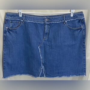 NWOT Loft Plus Denim w/ Fringe Blue Jean Skirt